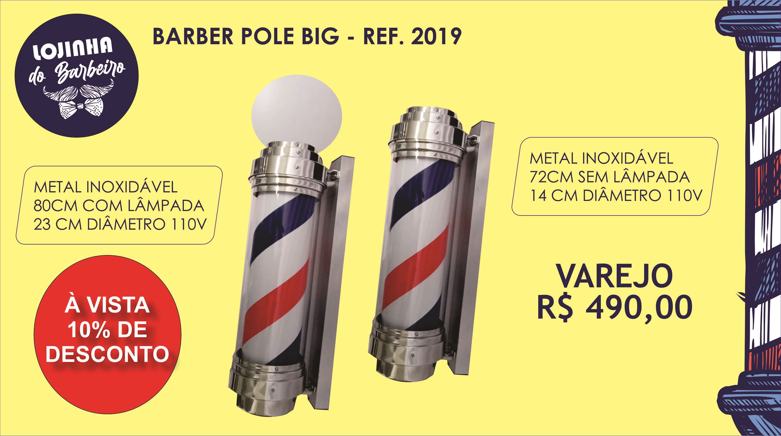 Barber Pole, 110 ou 220v,