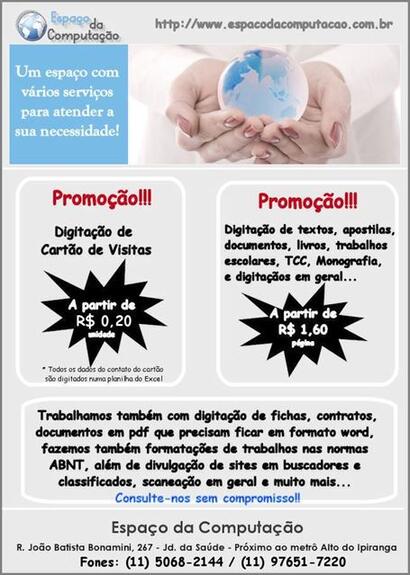 Digitação de contatos de 